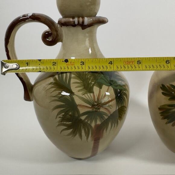 Tabletops Unlimited Bora Bora (2) Oil Or Vinegar Cruet and Stopper Palm Trees - Picture 8 of 16